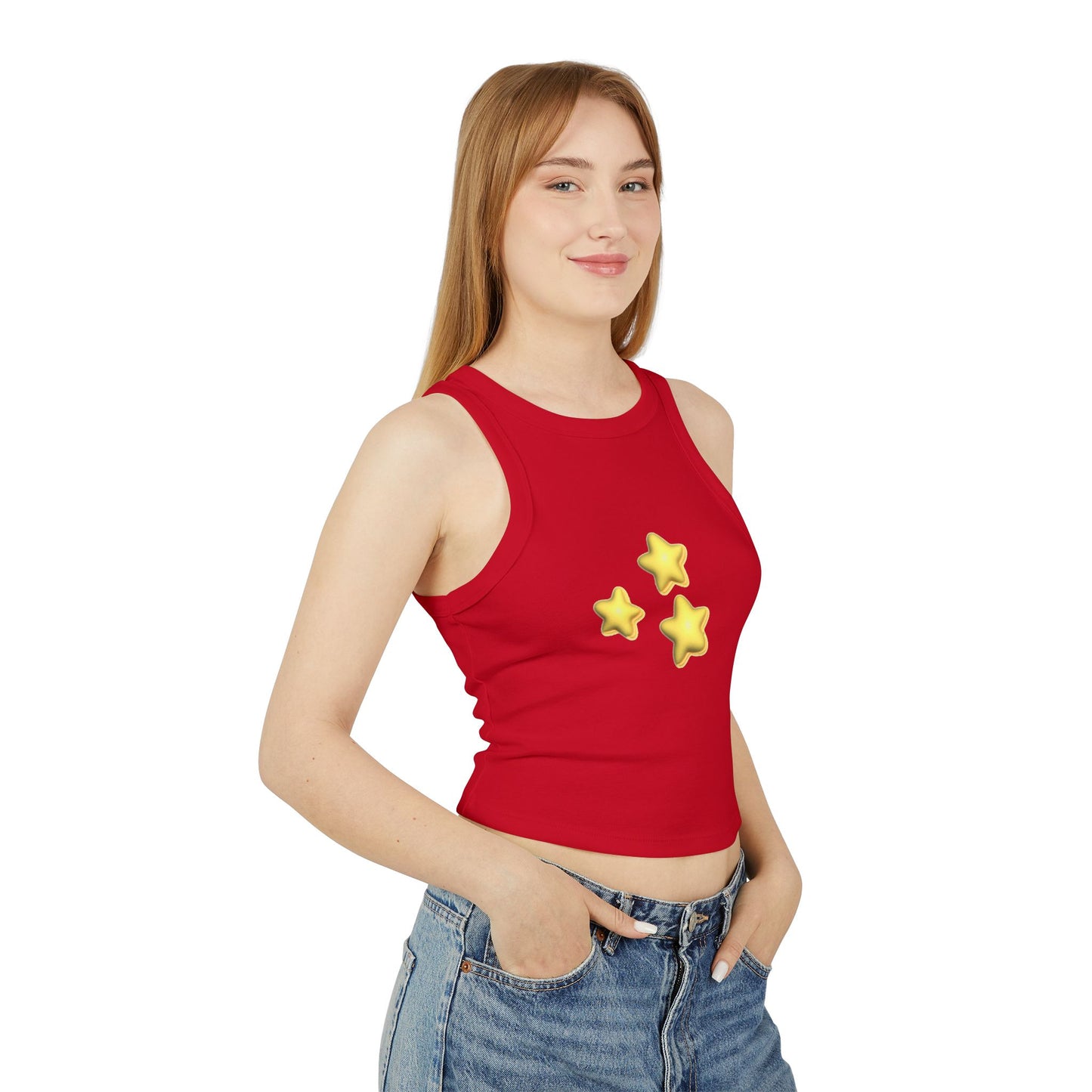 STARZ - Starry Women's Micro Rib Racer Tank Top, Summer Crop Top, Casual Athletic Wear, Festival Outfit, Beach Day Essential, Gift for Her