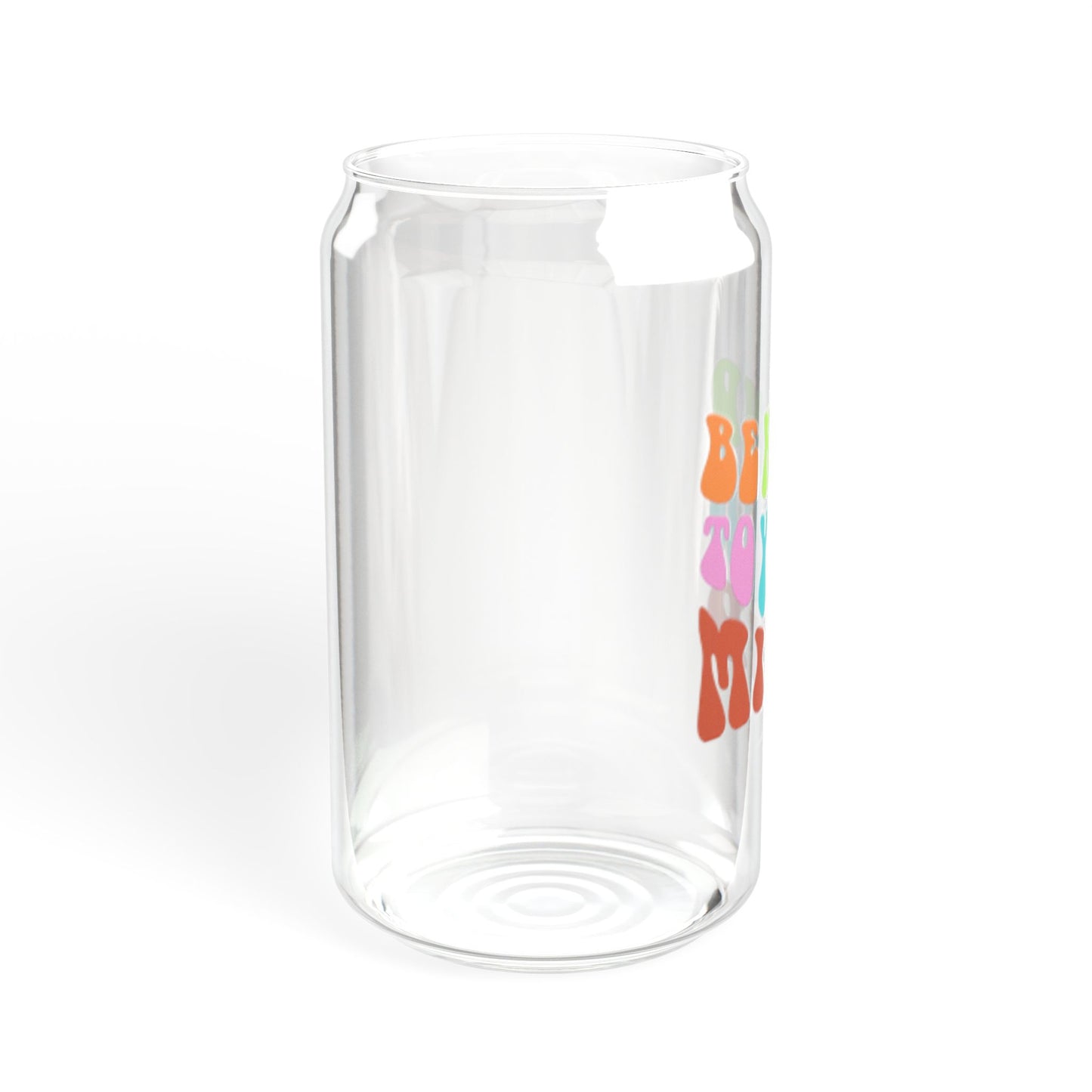 Be kind to your mind | Cheerful Sipper Glass, 16oz - Good Day Drinkware, Eco-Friendly Water Bottle, Cute Star Pattern, Ideal for Parties, Gifts